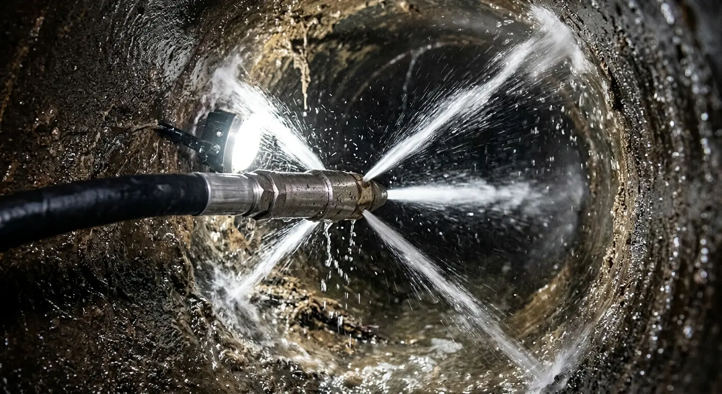 High-pressure hydro jetting nozzle cleaning sewer pipe for Trenchless Sewer Repair in Antigo